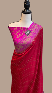 Pure Khaddi Crepe Georgette Banarasi Saree -  Antique zari - The Handlooms