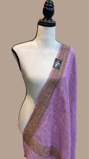 Pure Tussar Georgette Handwoven Dupatta -Gold zari - The Handlooms
