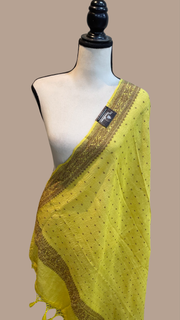 Pure Tussar Georgette Handwoven Dupatta -Gold zari - The Handlooms
