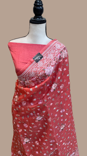 Pure Organza Chikankari Handloom Banarasi Saree - The Handlooms