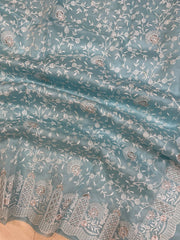 Pure organza Chikankari Handloom Banarasi Saree - The Handlooms