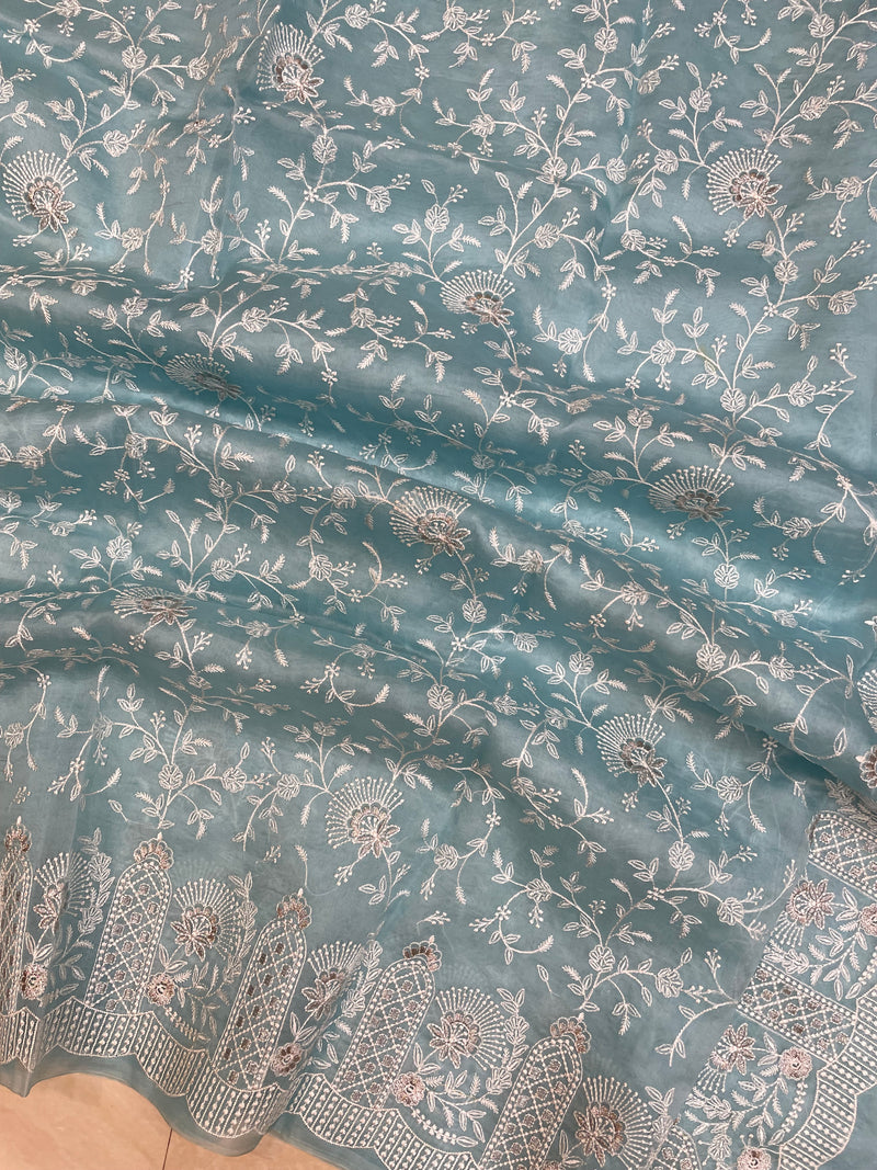Pure organza Chikankari Handloom Banarasi Saree - The Handlooms