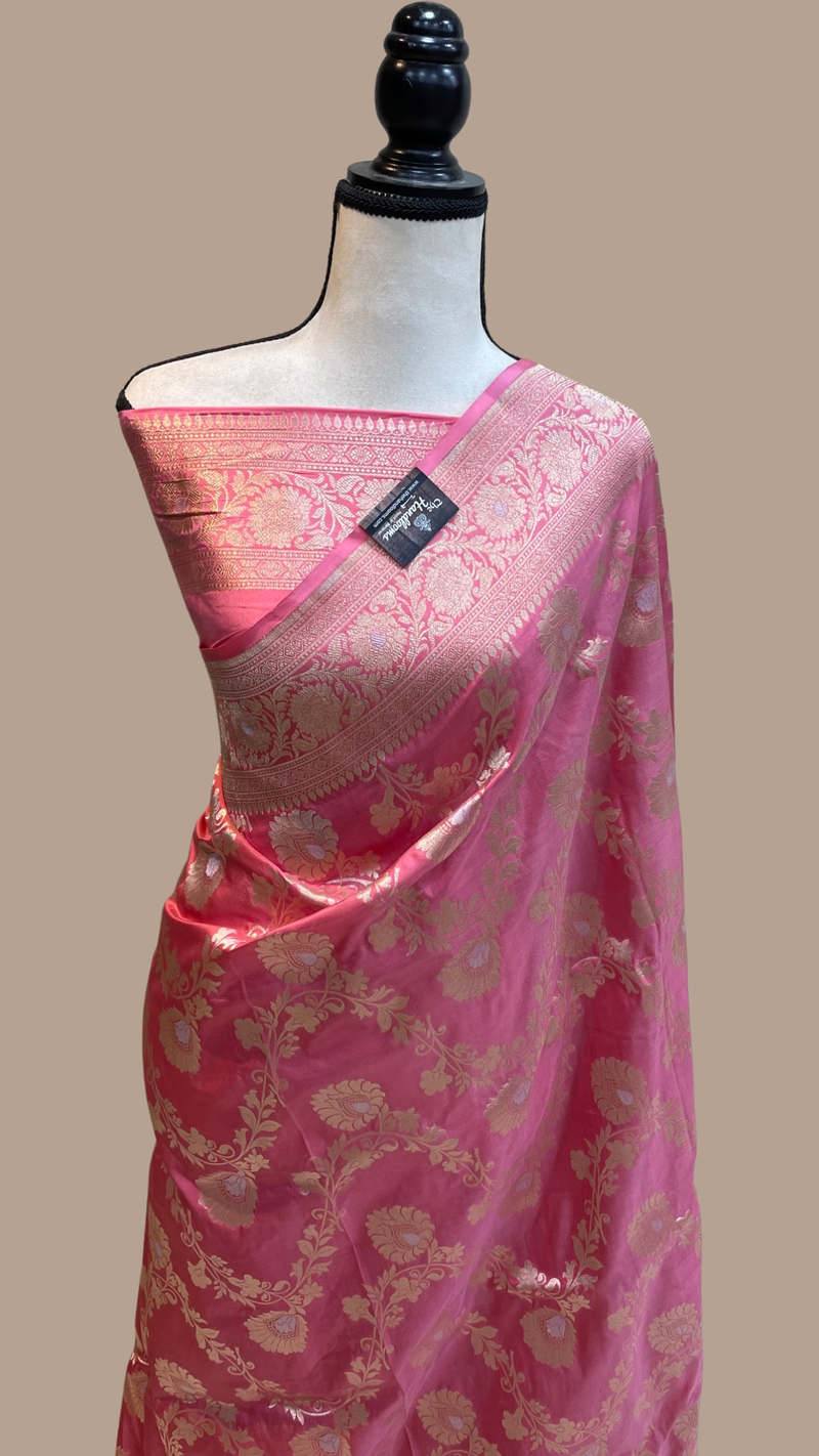 Pure Katan Silk Banarasi Handloom Saree - All over sona roopa Jaal work - The Handlooms