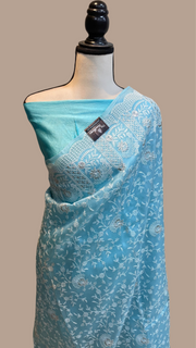 Pure organza Chikankari Handloom Banarasi Saree - The Handlooms