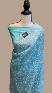 Pure organza Chikankari Handloom Banarasi Saree - The Handlooms