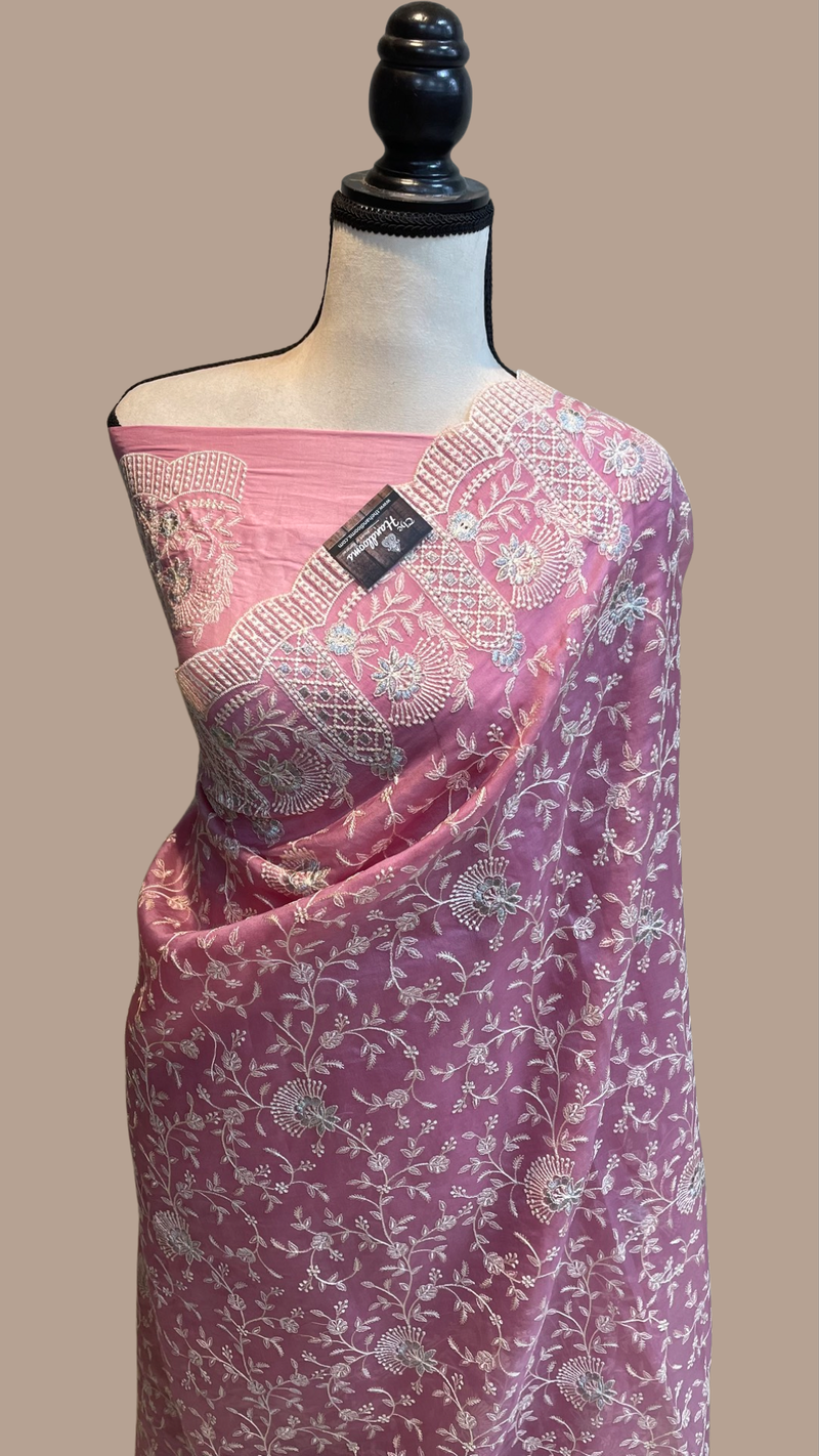 Pure organza Chikankari Handloom Banarasi Saree - The Handlooms