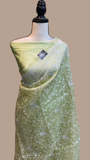 Pure organza Chikankari Handloom Banarasi Saree - The Handlooms