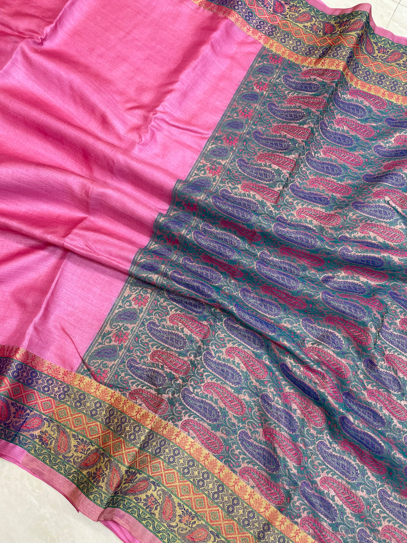 Pure Tussar Silk Handloom Banarasi Saree - The Handlooms