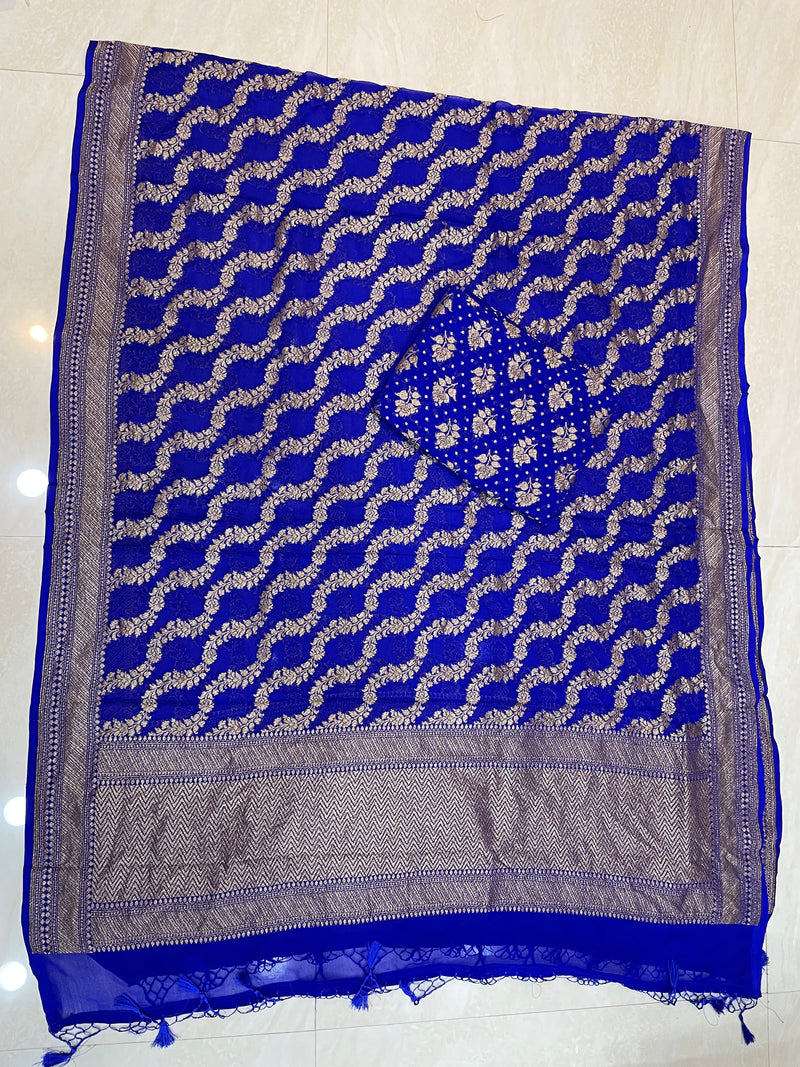 Khaddi Georgette Banarasi Dress material - Antique Zari - The Handlooms