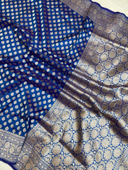 Pure Katan Silk Banarasi Handloom Saree - All over motifs - The Handlooms