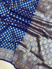 Pure Katan Silk Banarasi Handloom Saree - All over motifs - The Handlooms