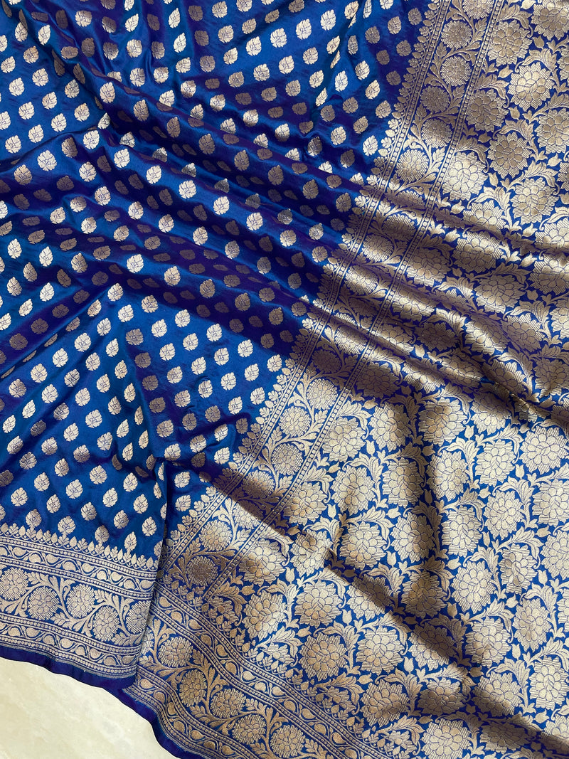 Pure Katan Silk Banarasi Handloom Saree - All over motifs - The Handlooms