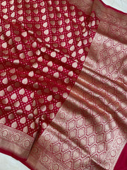 Pure Katan Silk Banarasi Handloom Saree - All over Jaal work - The Handlooms