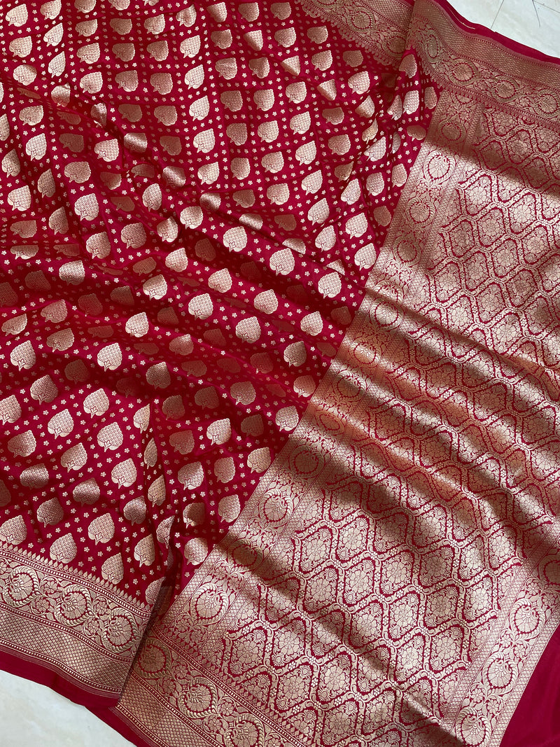 Pure Katan Silk Banarasi Handloom Saree - All over Jaal work - The Handlooms