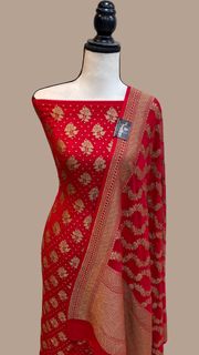 Khaddi Georgette Banarasi Dress material - Antique Zari - The Handlooms