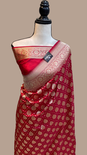 Pure Katan Silk Banarasi Handloom Saree - All over Jaal work - The Handlooms