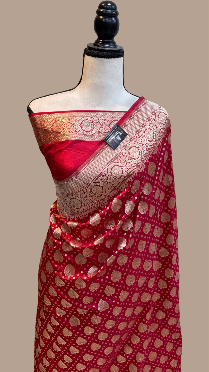 Pure Katan Silk Banarasi Handloom Saree - All over Jaal work - The Handlooms