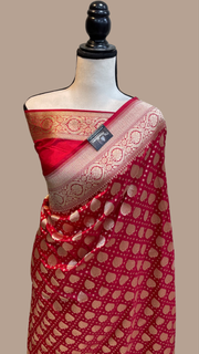 Pure Katan Silk Banarasi Handloom Saree - All over Jaal work - The Handlooms