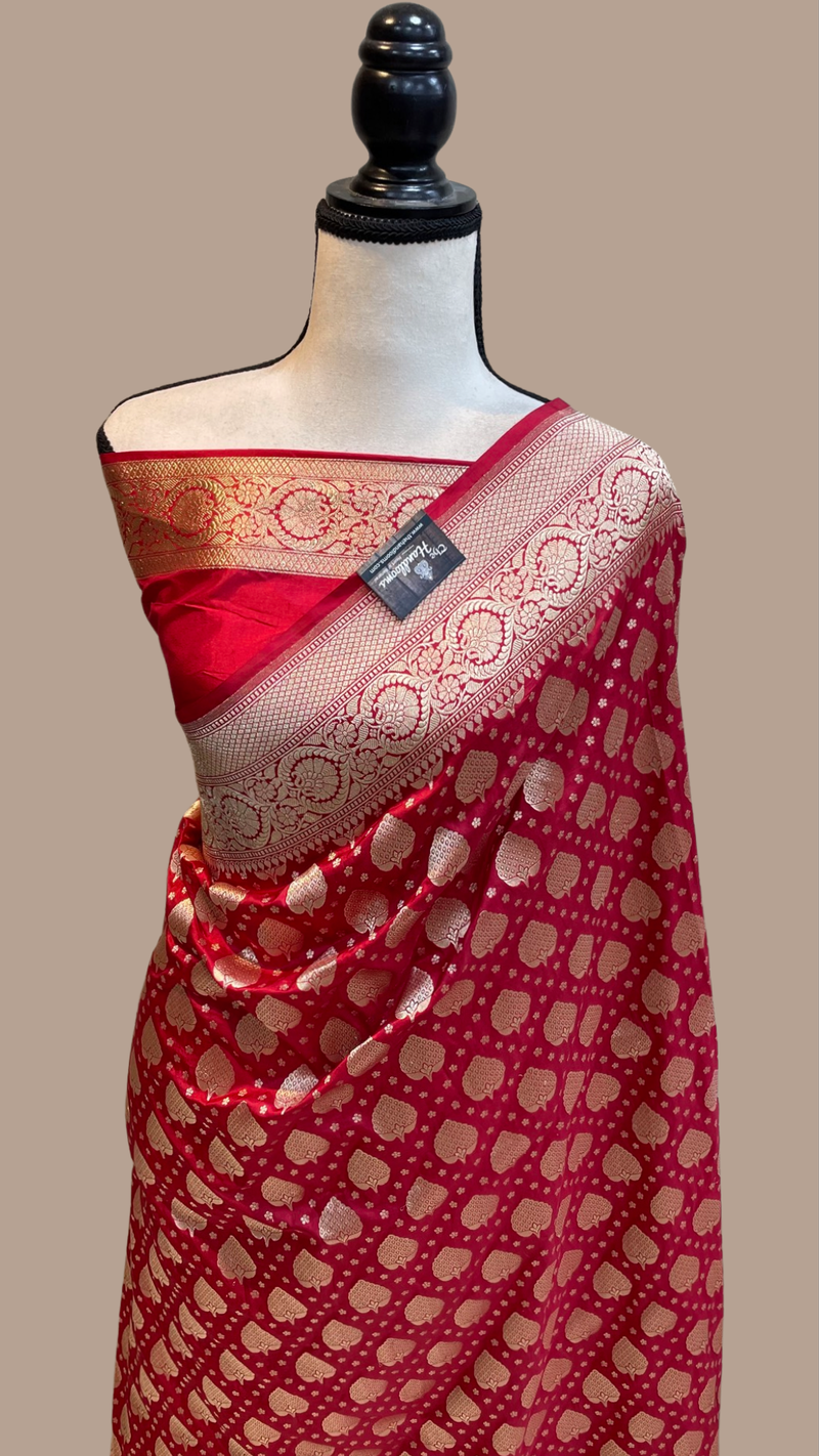 Pure Katan Silk Banarasi Handloom Saree - All over Jaal work - The Handlooms