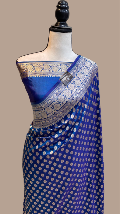 Pure Katan Silk Banarasi Handloom Saree - All over motifs - The Handlooms
