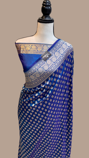 Pure Katan Silk Banarasi Handloom Saree - All over motifs - The Handlooms