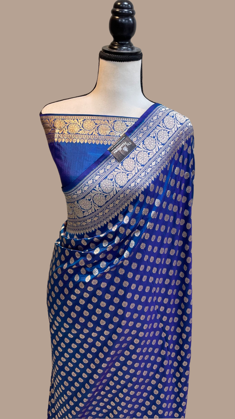 Pure Katan Silk Banarasi Handloom Saree - All over motifs - The Handlooms