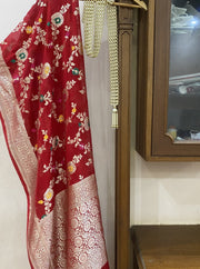 Pure Khaddi Georgette Dupatta - Jaal Work with meenakari - The Handlooms