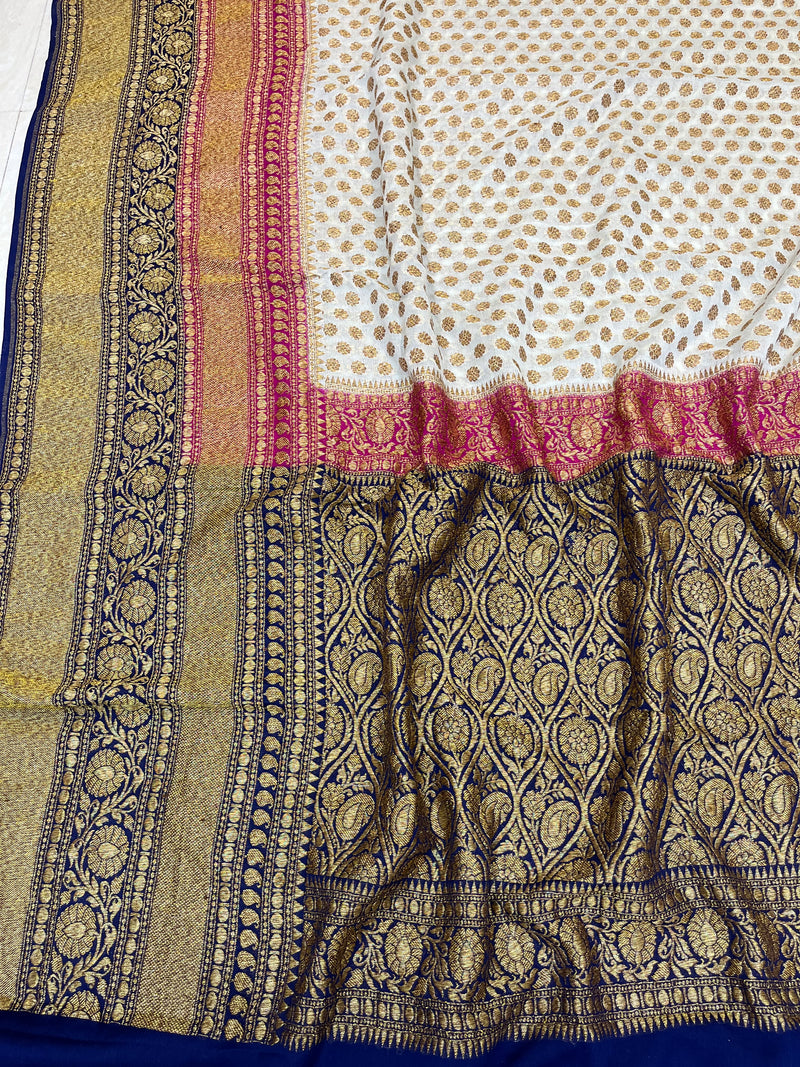 Khaddi Georgette Banarasi Saree -  Antique zari - The Handlooms