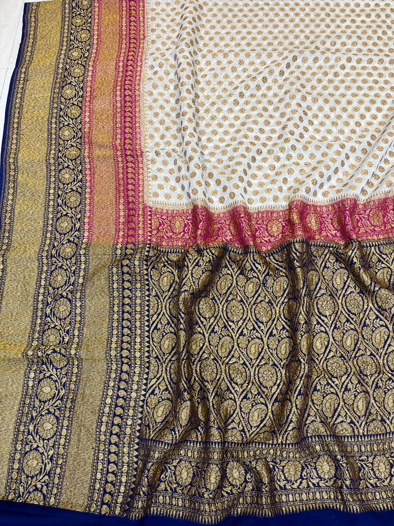 Khaddi Georgette Banarasi Saree -  Antique zari - The Handlooms