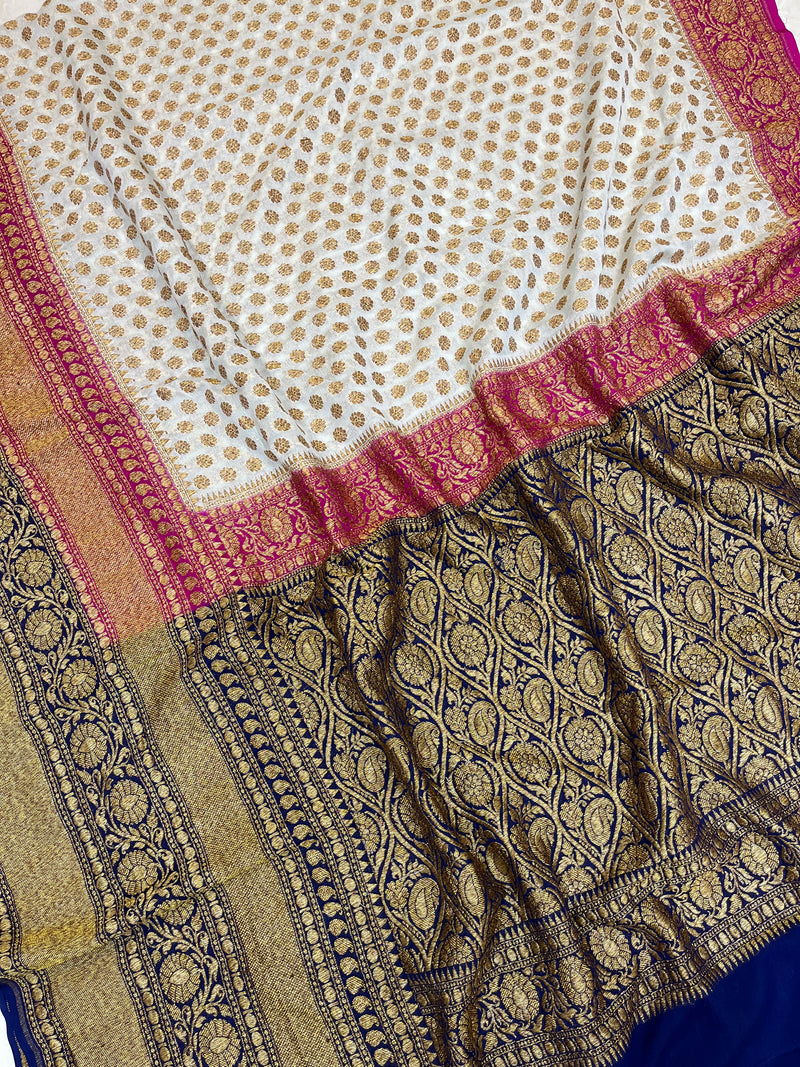 Khaddi Georgette Banarasi Saree -  Antique zari - The Handlooms