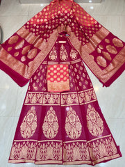 Pure Khaddi Georgette Handloom Banarasi Lehenga - Stitched - The Handlooms