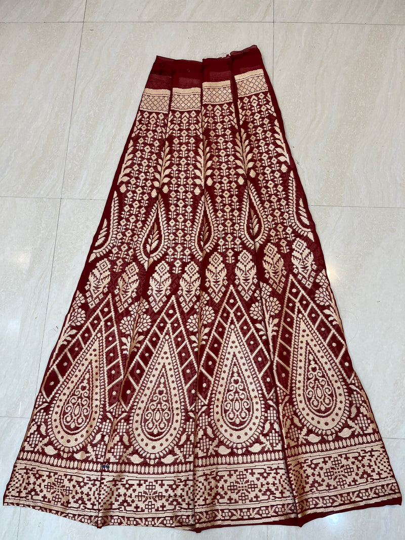 Pure Khaddi Georgette Handloom Banarasi Lehenga - Stithced - The Handlooms