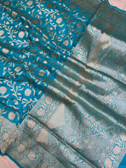 Pure Katan Silk Banarasi Handloom Saree - All Over Jaal Work - The Handlooms