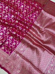 Pure Katan Silk Banarasi Handloom Saree - All Over Jaal Work - The Handlooms