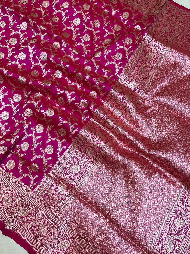 Pure Katan Silk Banarasi Handloom Saree - All Over Jaal Work - The Handlooms