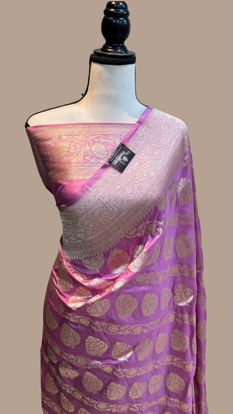 Pure Katan Silk Banarasi Handloom Saree - All Over Jaal Work - The Handlooms