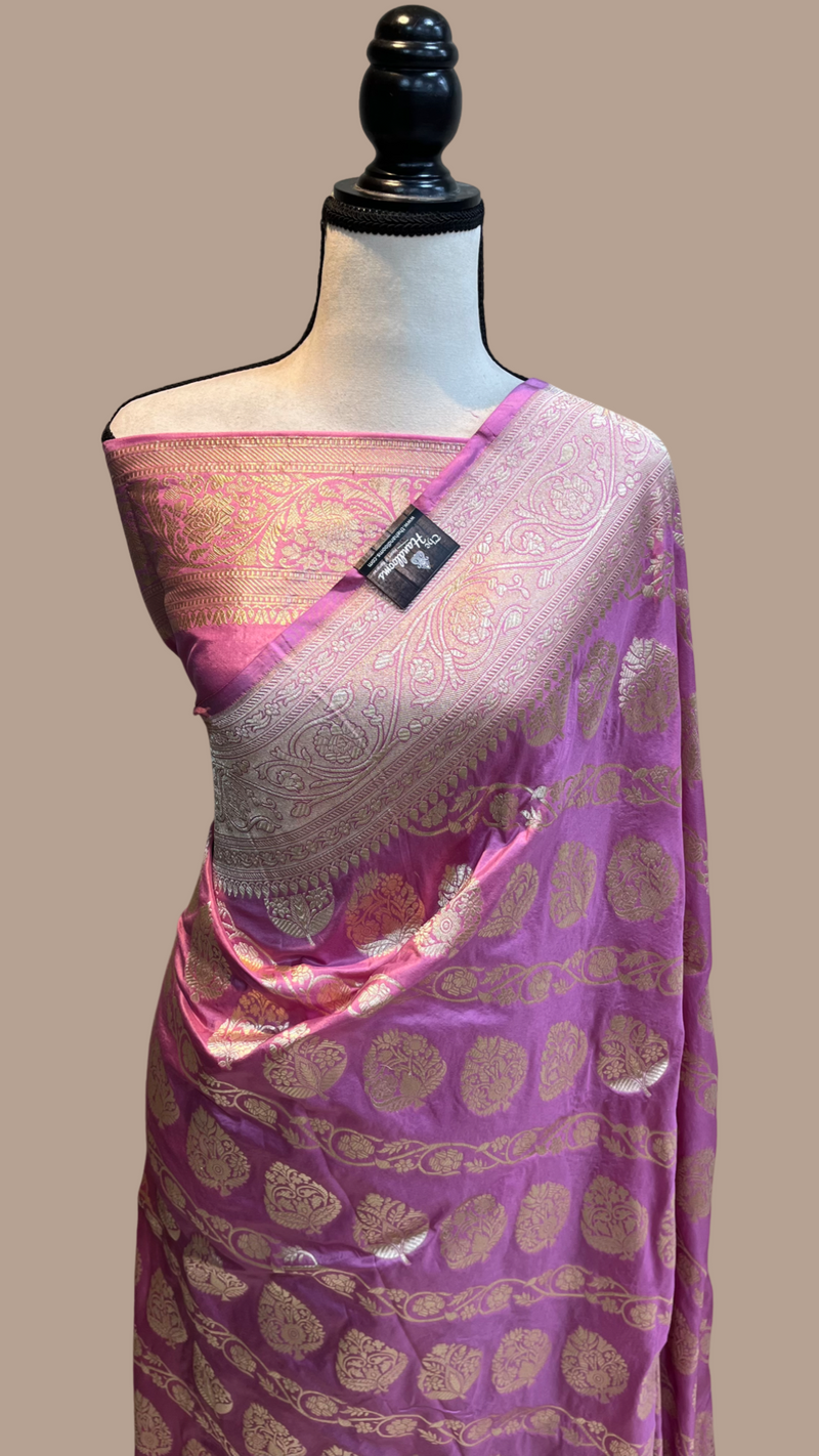 Pure Katan Silk Banarasi Handloom Saree - All Over Jaal Work - The Handlooms
