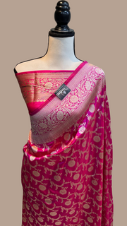 Pure Katan Silk Banarasi Handloom Saree - All Over Jaal Work - The Handlooms