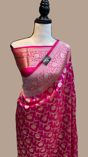 Pure Katan Silk Banarasi Handloom Saree - All Over Jaal Work - The Handlooms