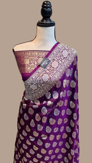 Pure Katan Silk Banarasi Handloom Saree - All Over Sona Roopa Work - The Handlooms