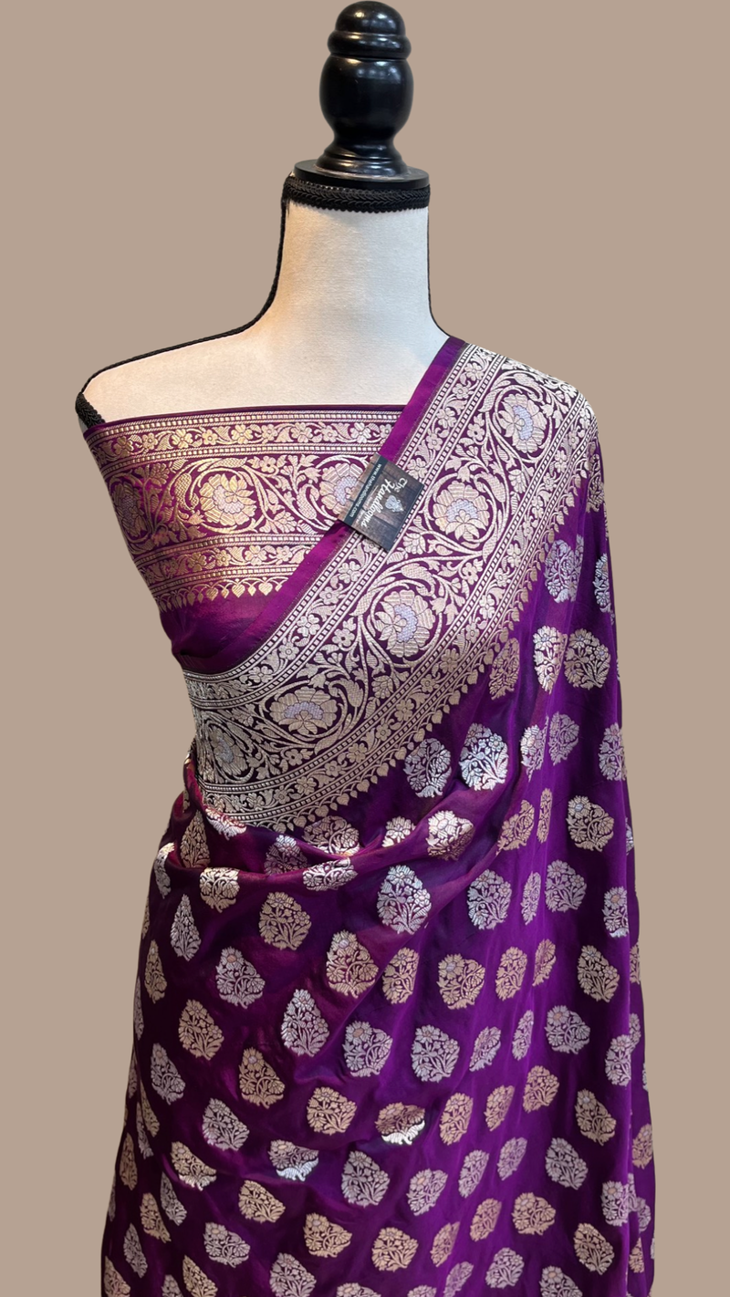 Pure Katan Silk Banarasi Handloom Saree - All Over Sona Roopa Work - The Handlooms