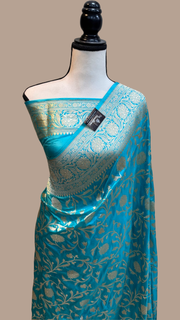 Pure Katan Silk Banarasi Handloom Saree - All Over Jaal Work - The Handlooms