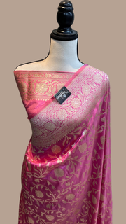 Pure Katan Silk Banarasi Handloom Saree - All over Jaal  work - The Handlooms
