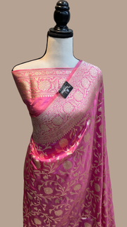 Pure Katan Silk Banarasi Handloom Saree - All over Jaal  work - The Handlooms