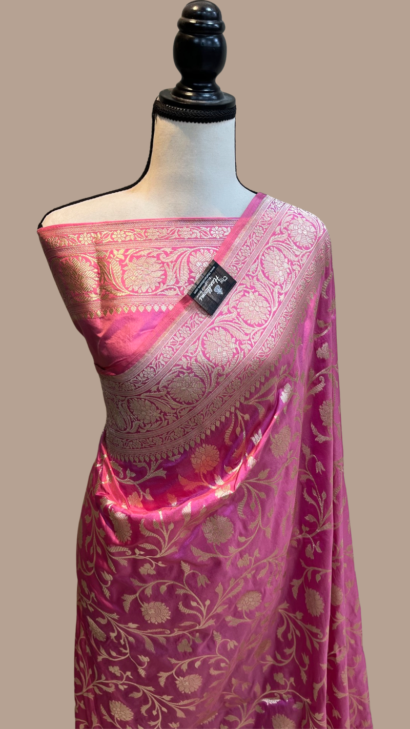 Pure Katan Silk Banarasi Handloom Saree - All over Jaal  work - The Handlooms