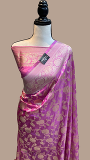Pure Katan Silk Banarasi Handloom Saree - All over Jaal  work - The Handlooms