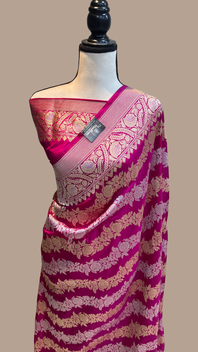 Pure Katan Silk Banarasi Handloom Saree - All over Sona Roopa work - The Handlooms