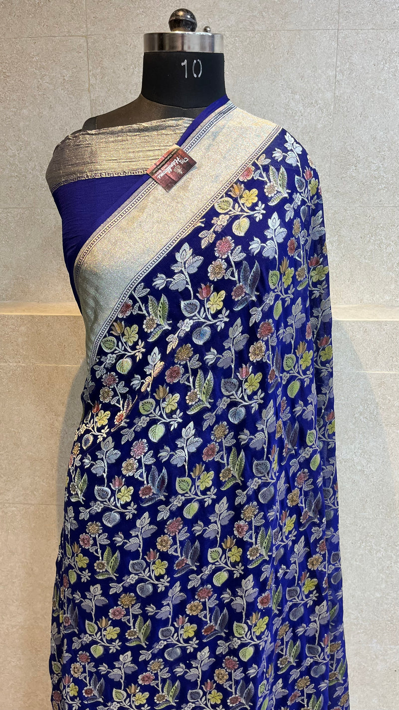 Khaddi Georgette Handloom Banarasi Saree - The Handlooms