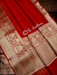 Pure linen Banarasi  Red Saree - The Handlooms