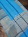 Pure linen Banarasi Saree - Sky Blue - The Handlooms